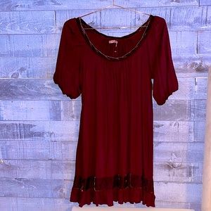 Juicy Couture burgundy velvet trim tunic dress M